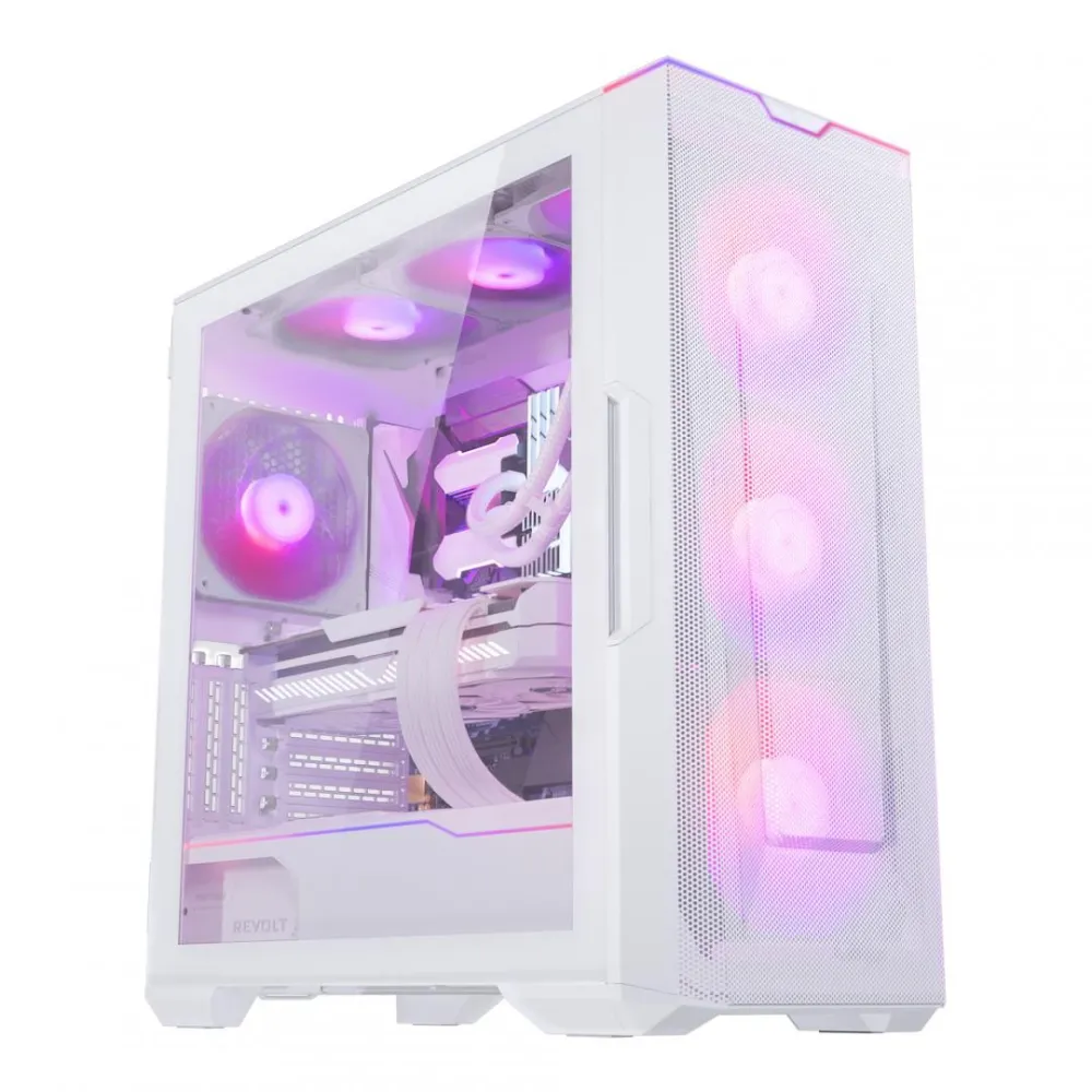 Carcasa pc eclipse g500a d-rgb mid-tower tempered glass - white