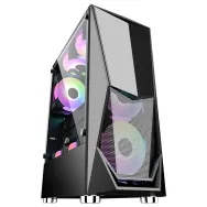 Case dk-3(atx) black front panel:metal mesh cover left side panel:tempered