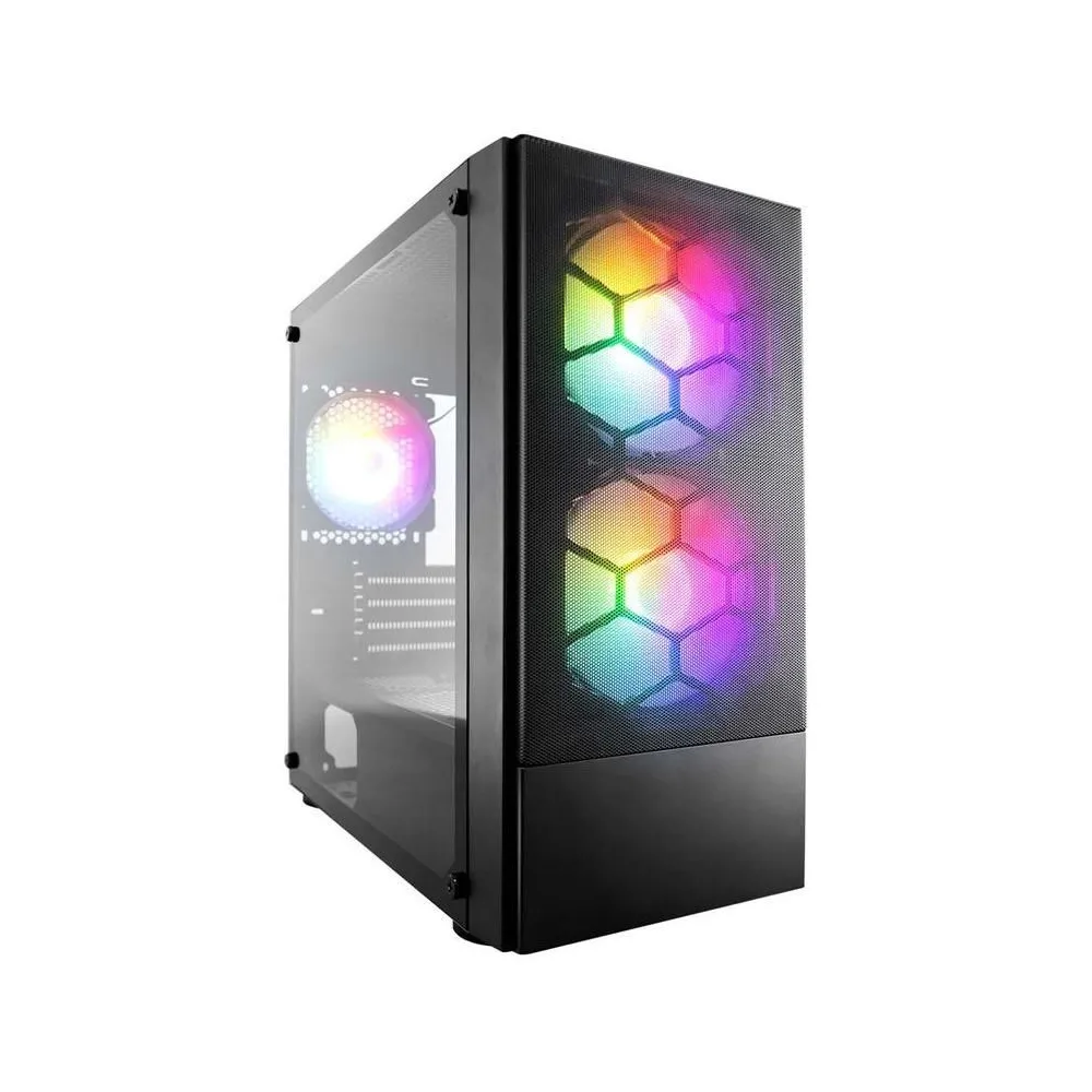 Case x4-m(m-atx)  black front panel:metal mesh cover left side panel:tempered