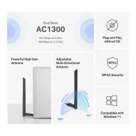 Mercusys adaptor usb dual band high gain ac1300 standarde wireless: