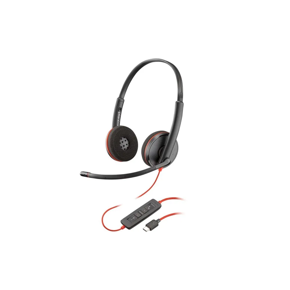 Hp poly blackwire 3220 stereo usb-c headset +usb-c/a adapter bulk