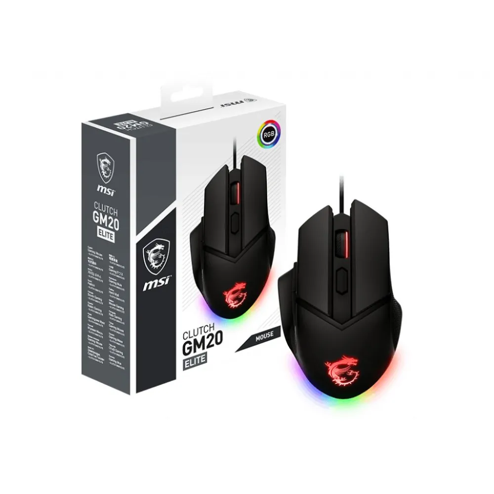MSI Clutch GM20 Elite mouse-uri Mâna dreaptă USB Tip-A Optice 6400 DPI Msi - 1