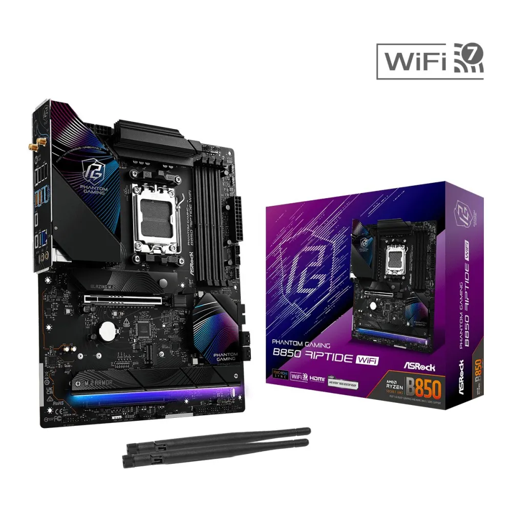 Placa de baza asrock phantom gaming b850 riptide wifi am5