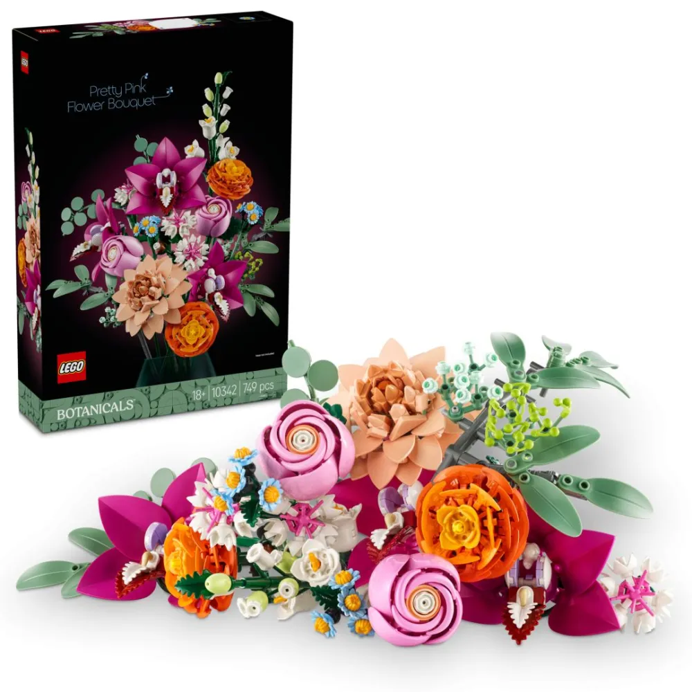 Buchet de flori roz lego 10342