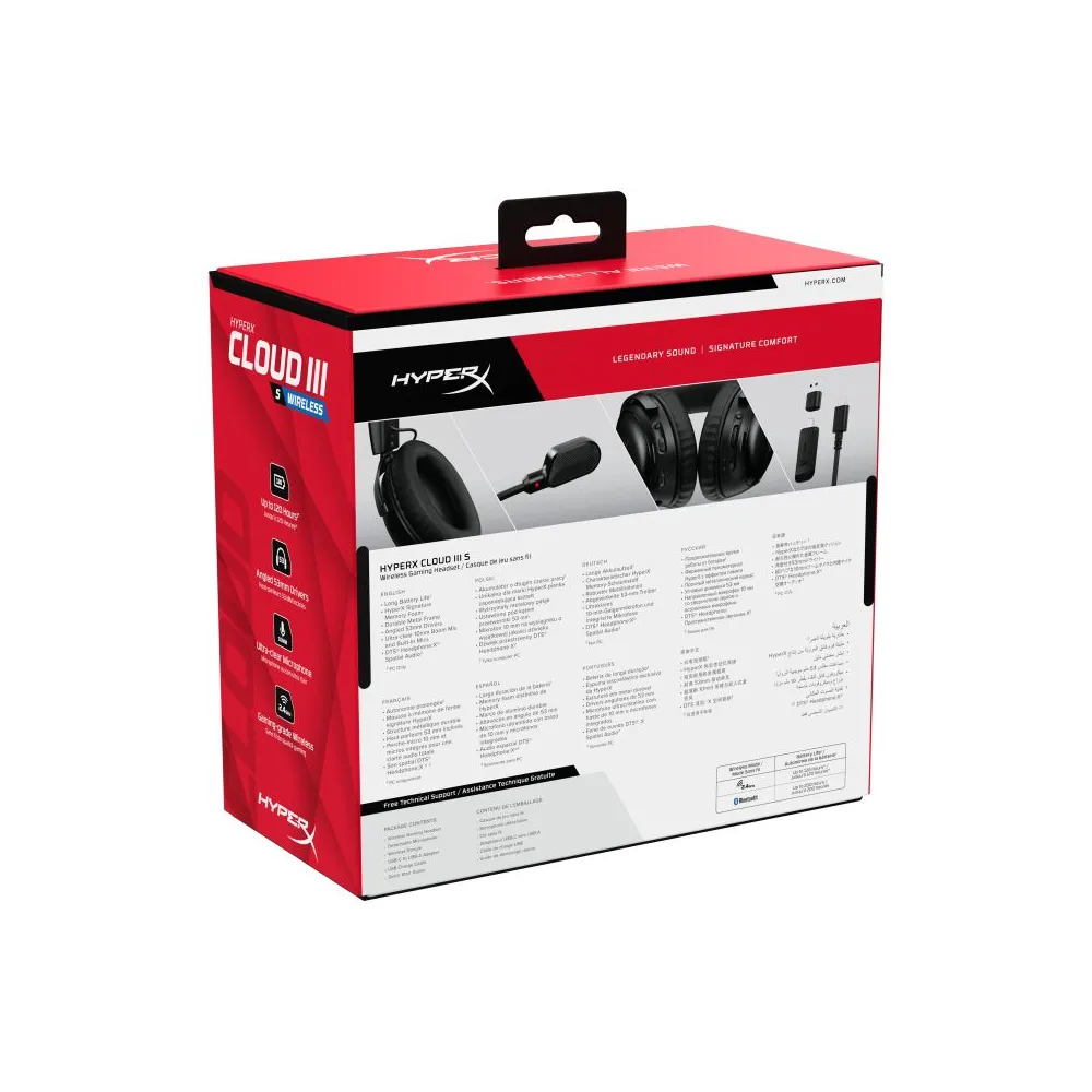 HyperX Căști wireless pentru gaming Cloud III S, negru-roșu