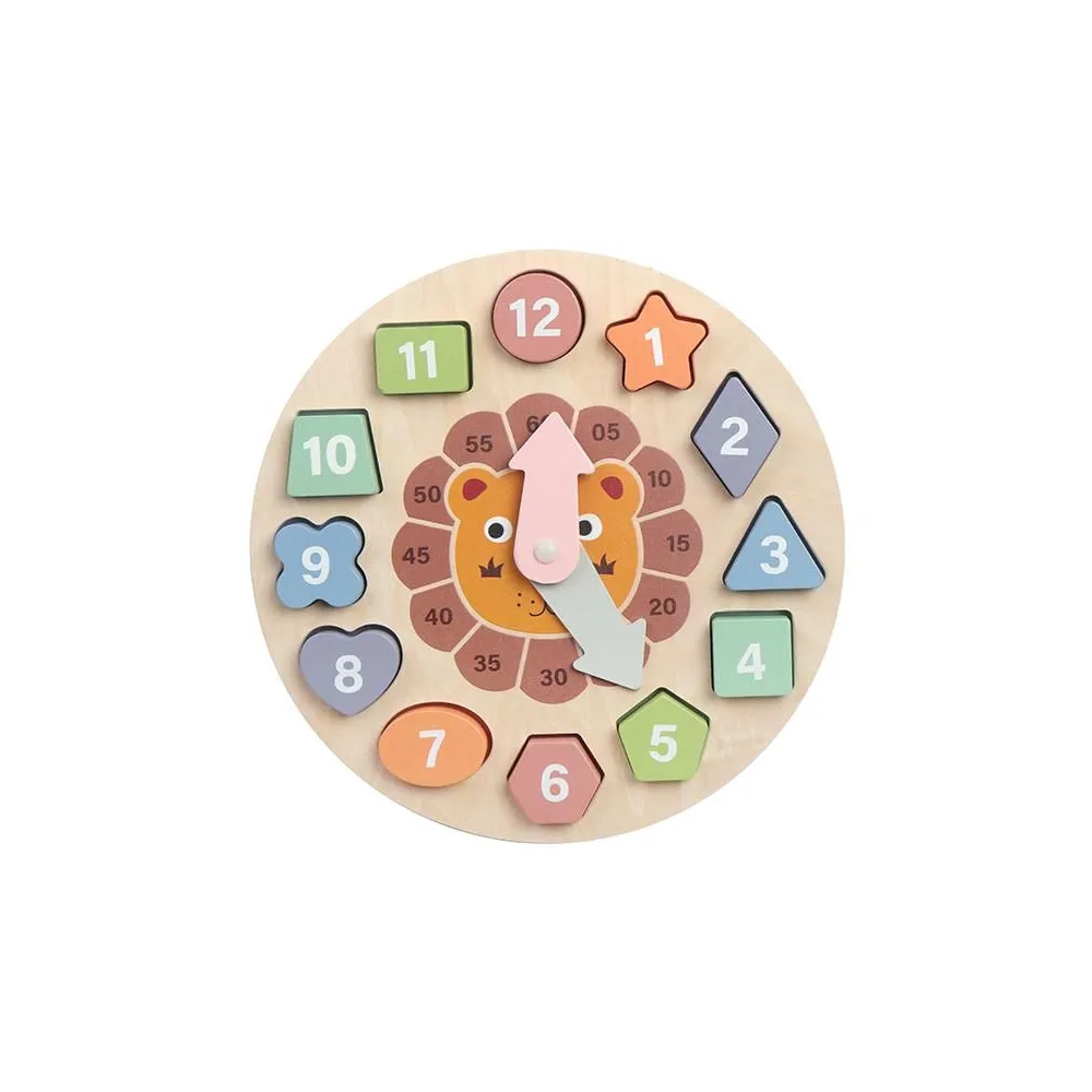 Ceas educativ din lemn cu forme geometrice