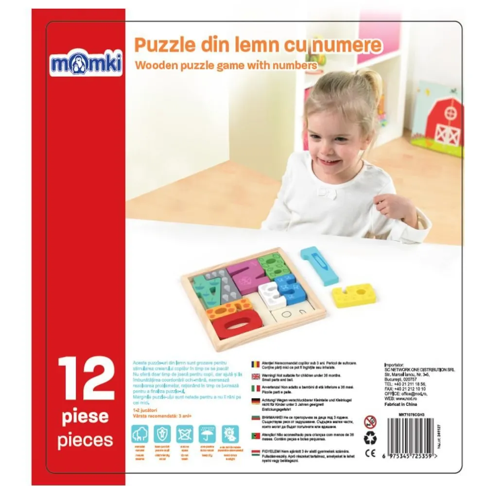 Puzzle din lemn cu numere 12 piese