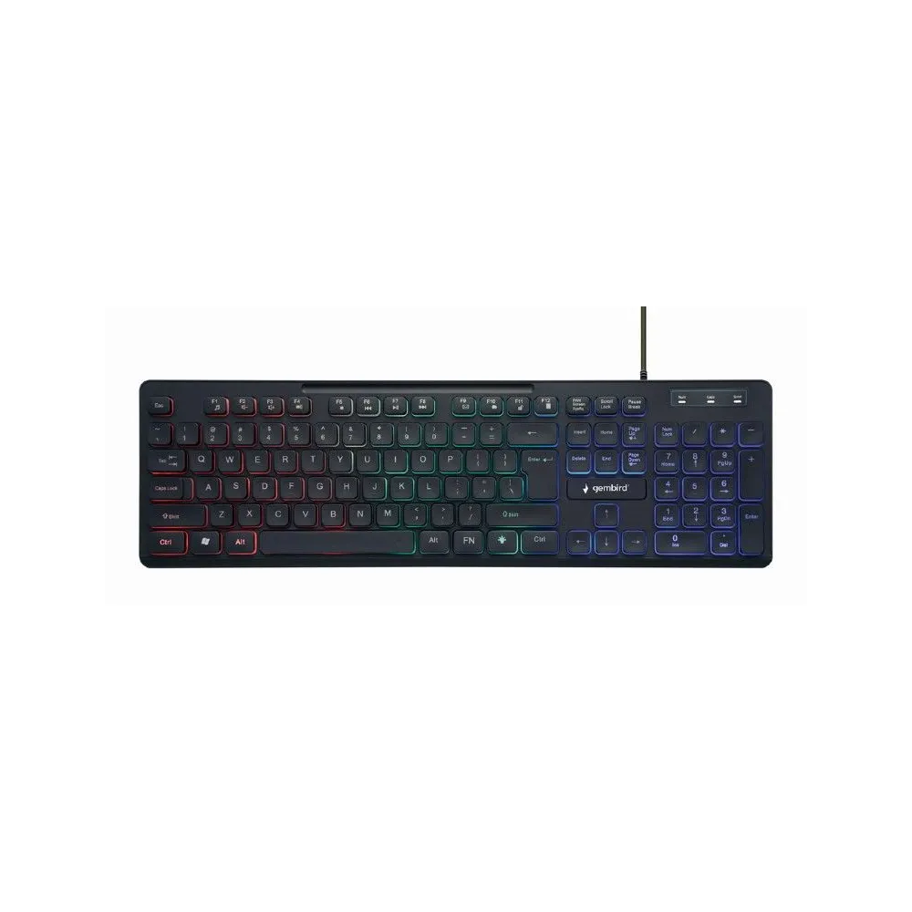 Gembird 3-color backlight multimedia keyboard black us layout