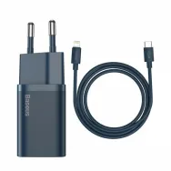 INCARCATOR retea Baseus Super Si, Quick Charge 20W, 1 x USB Type-C 5V/3.0A, include cablu USB Type-C la Iphone Lightning 1m, alb