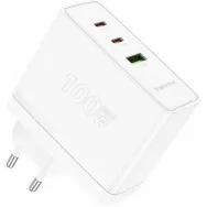 INCARCATOR retea Borofone "BN11", Quick Charge 100W, 1 x USB, 2 x USB Type-C 5V/3.0A, alb "6941991103773"