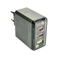 INCARCATOR retea Borofone "BN22" , Quick Charge 65W, 1 x USB, 2 x USB Type-C, gri metal "6941991114601"