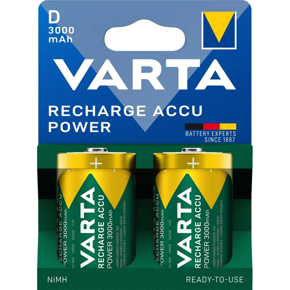 Acumulator R20 (D) 3000mAh Ready2Use 56720 Varta, set 2 buc