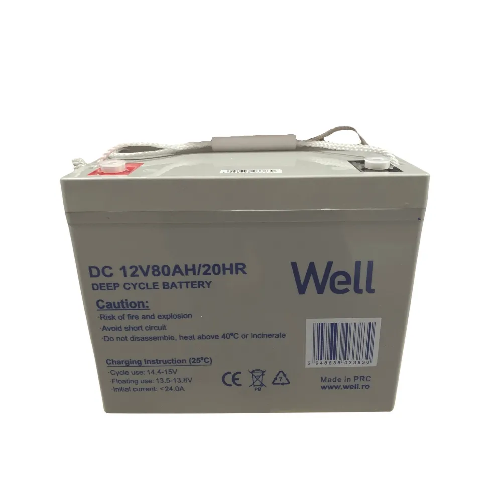 Acumulator plumb acid deep cycle Well 12V 80AH, terminal M8