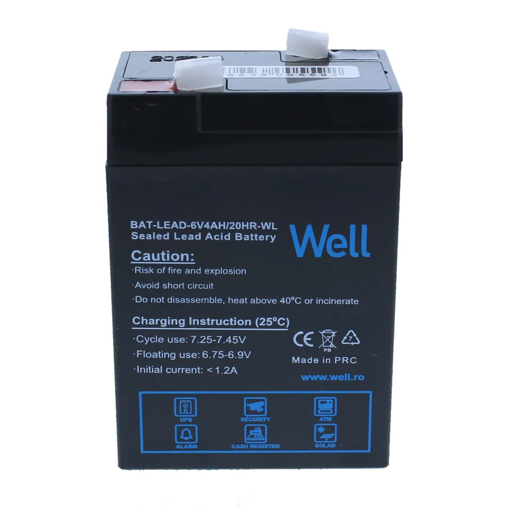 Acumulator plumb acid Well 6V 4AH, terminal T1