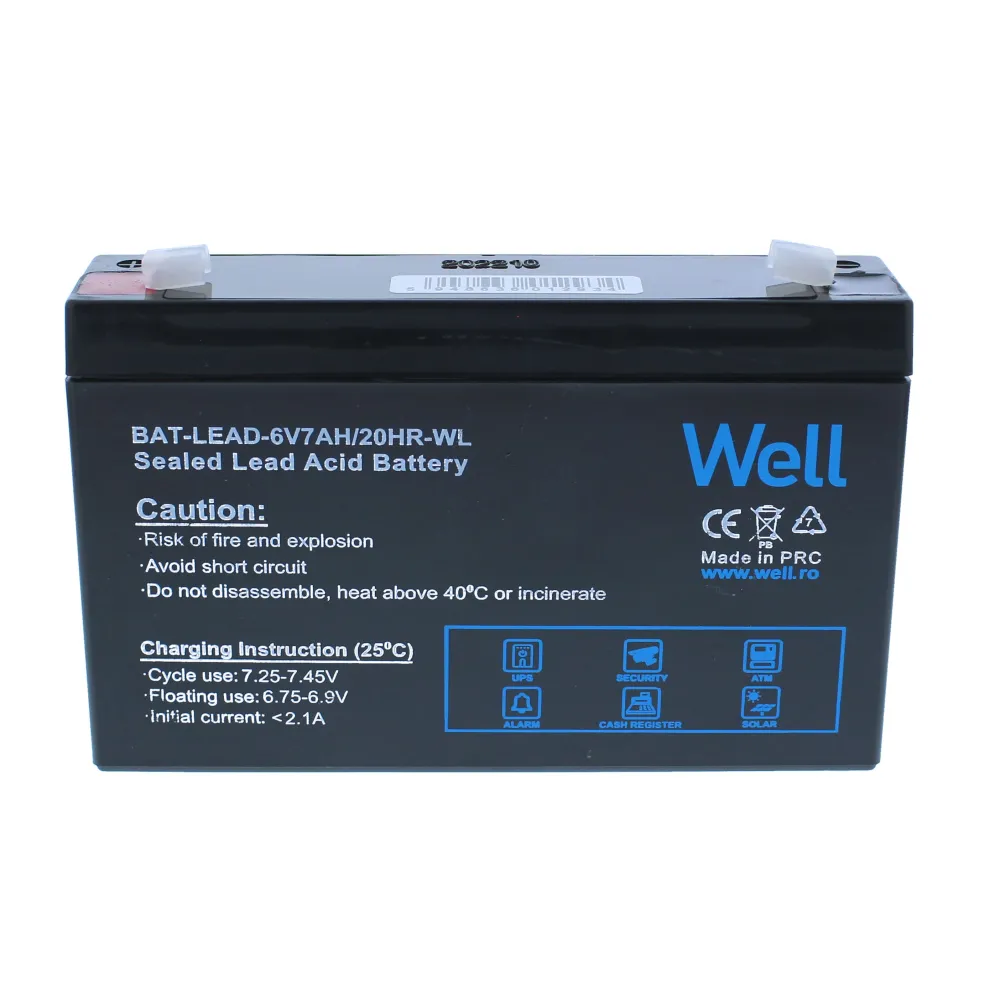 Acumulator plumb acid Well 6V 7AH, terminal T1