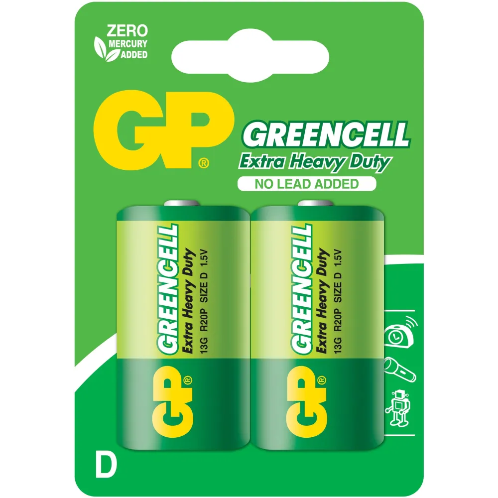 Baterie zinc Greencell GP R20 (D) 2 buc/blister