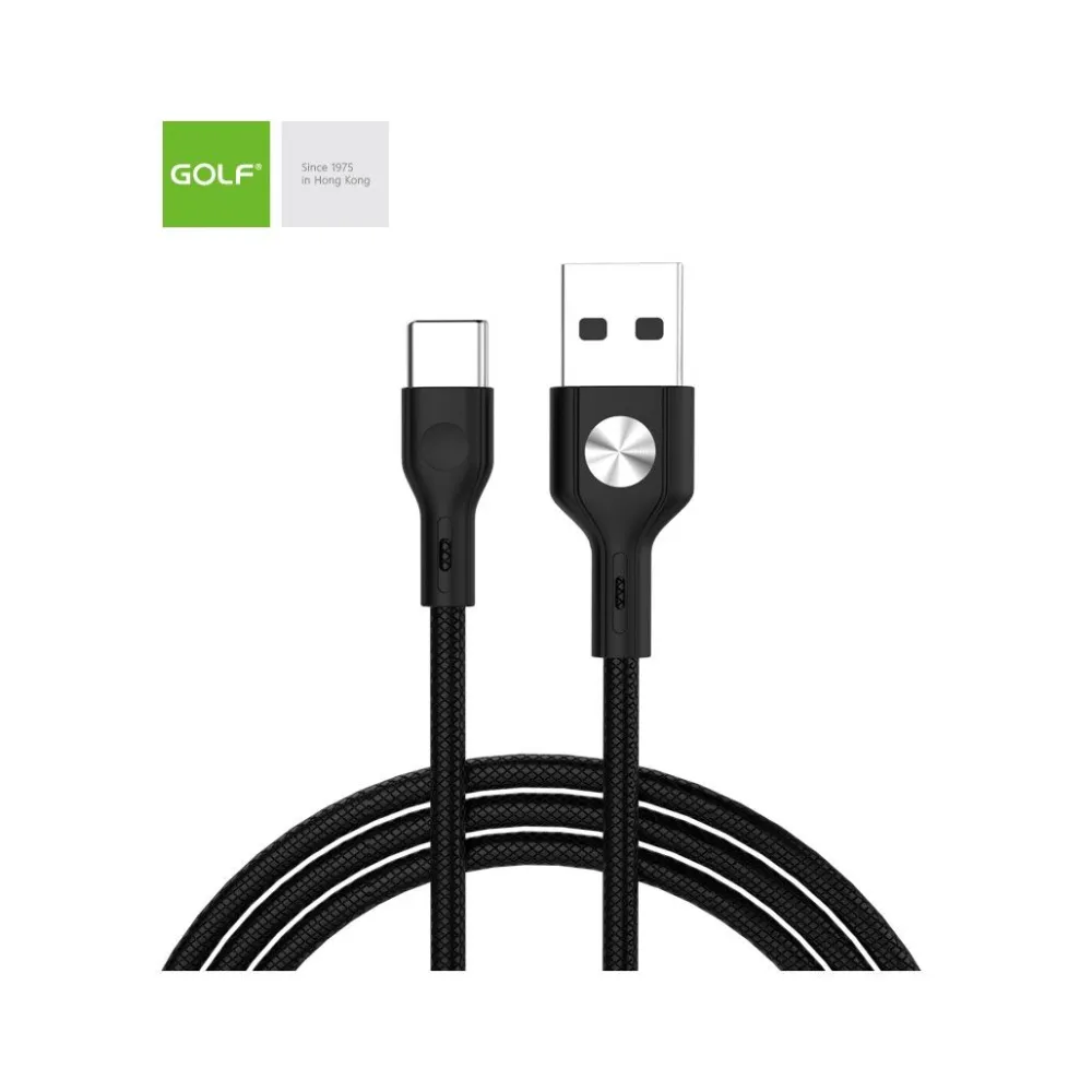 Cablu Incarcare USB TIP-C Leather, Culoare Negru, Incarca cu 3A, Golf 60T