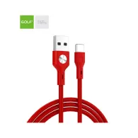 Cablu Incarcare USB TIP-C Leather, Culoare Rosu, Incarca cu 3A, Golf 60T