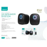 OMEGA SPEAKERS STEREO 2.0 6W RMS RGB USB 3.5 mm Audio Black Round