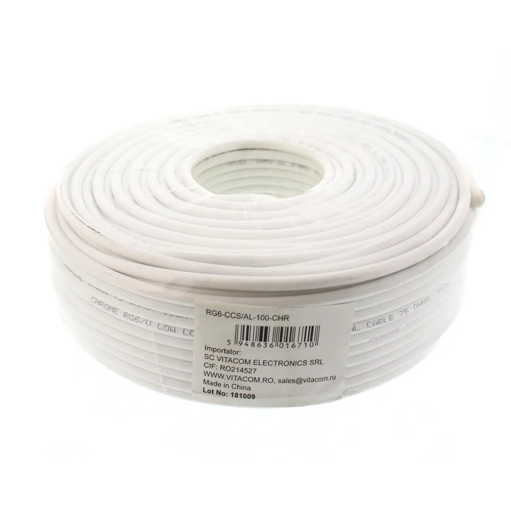 Cablu coaxial RG6/U, 75R, CCS/AL Chrome
