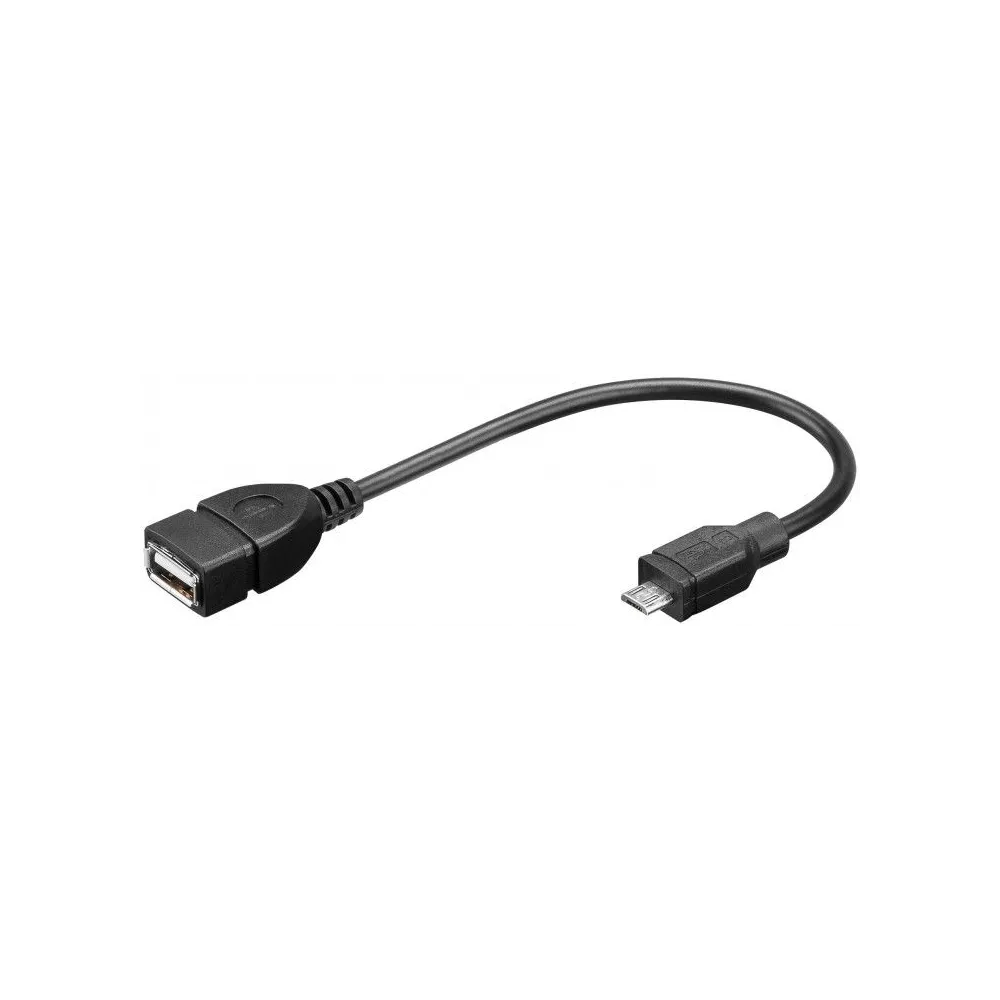 Cablu adaptor OTG USB mama - micro USB tata, 0.2m, negru, Goobay