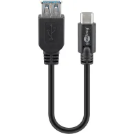 Cablu adaptor USB 3.0 A tata - USB-C, 0.2m, negru, Goobay