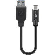 Cablu adaptor USB 3.0 A tata - USB-C, 0.2m, negru, Goobay