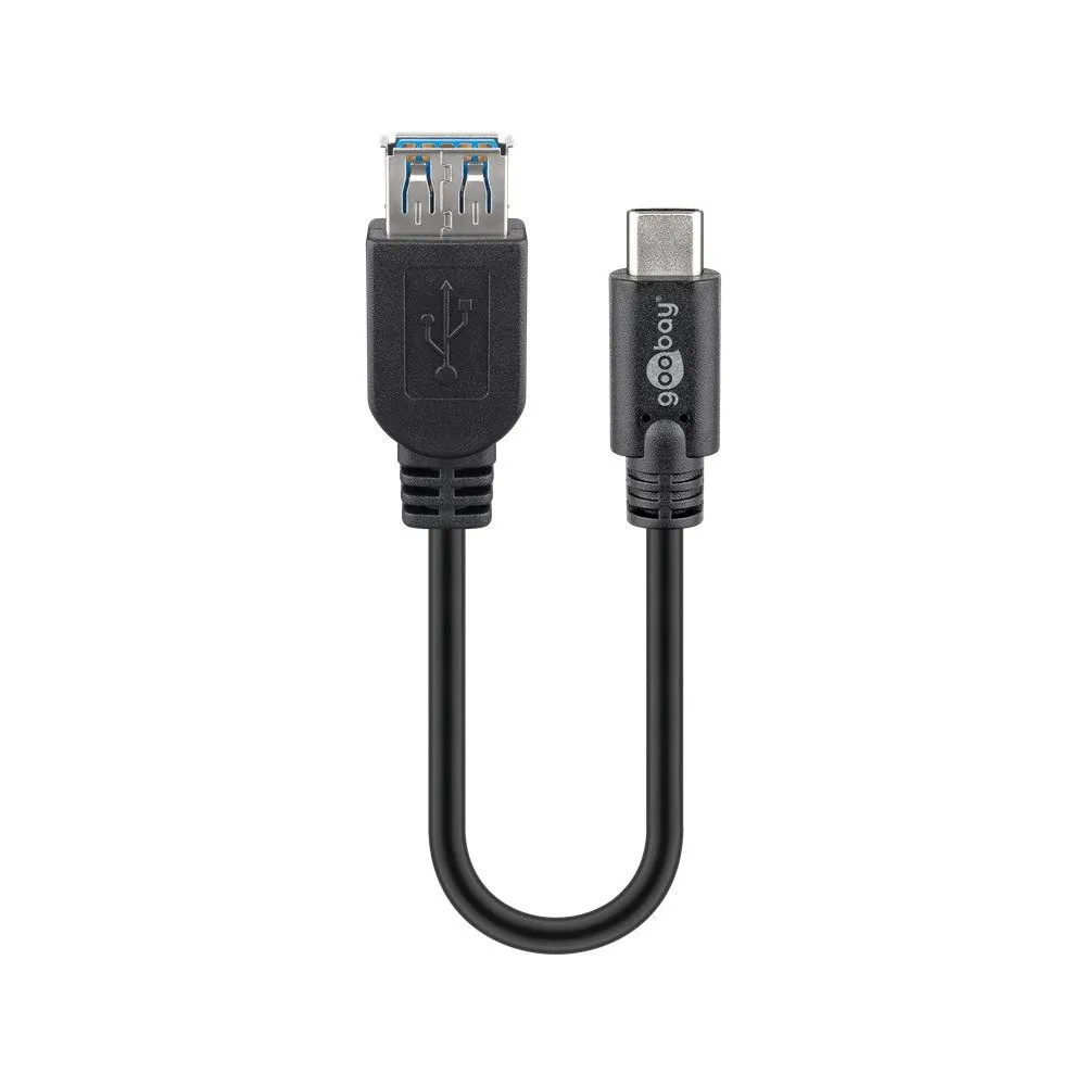 Cablu adaptor USB 3.0 A tata - USB-C, 0.2m, negru, Goobay
