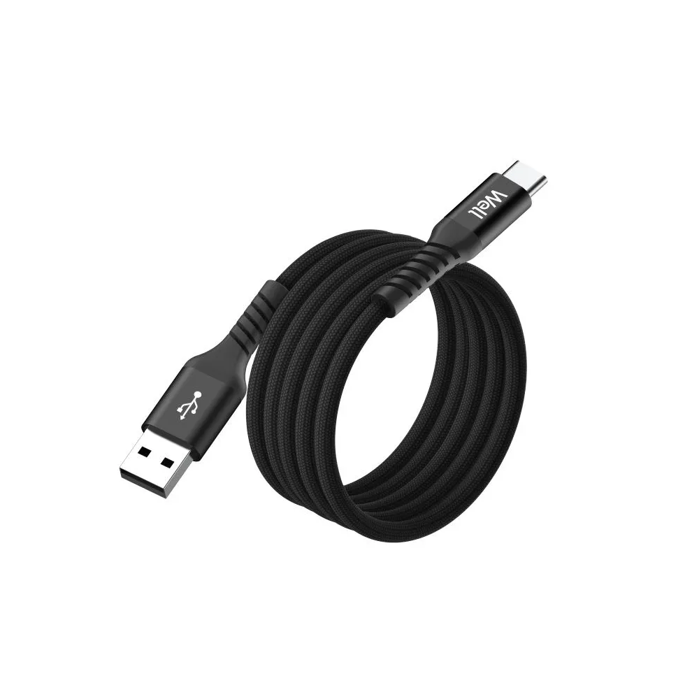 Cablu magnetic USB 2.0 A tata - USB-C, 1m, Well, 5V 3A, negru