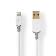 Cablu USB 2.0 A tata - Lightning, 1m, alb, Nedis