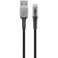 Cablu USB 2.0 A tata - Lightning, 1m, gri/argintiu, Goobay