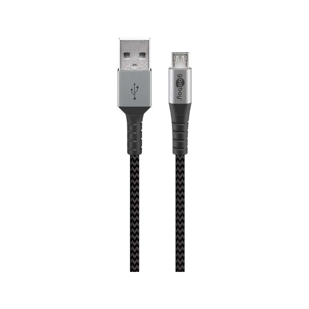 Cablu USB 2.0 A tata - micro USB, 2m, gri/argintiu, Goobay