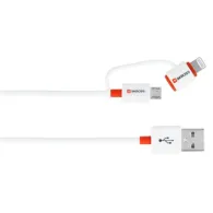 Cablu USB 2.0 A tata - micro USB, lightning, 1m, alb, Essentials Line Skross