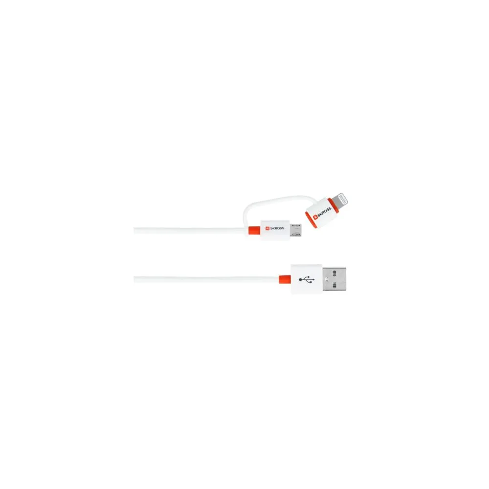 Cablu USB 2.0 A tata - micro USB, lightning, 1m, alb, Essentials Line Skross
