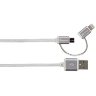 Cablu USB 2.0 A tata - micro USB, lightning, 1m, argintiu, Steel Line Skross