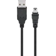 Cablu USB 2.0 A tata - mini USB B HS tata 5p, 1.8m, negru, Goobay
