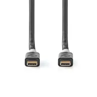 Cablu USB-C - USB-C, 1m, 100W, antracit, Nedis