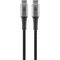 Cablu USB-C - USB-C, 2m, gri/argintiu, textil, Goobay