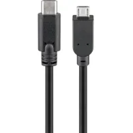 Cablu USB-C 3.1 - USB2.0 micro USB, 1m, negru, Goobay
