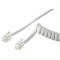 Cablu telefon spiralat RJ10 4P4C, alb