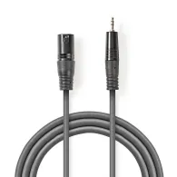 Cablu audio Nedis XLR 3-Pin tata - 3.5mm tata, 3m, gri