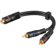 Cablu audio video RCA mama - 2x RCA tata contacte aurite 0.2m