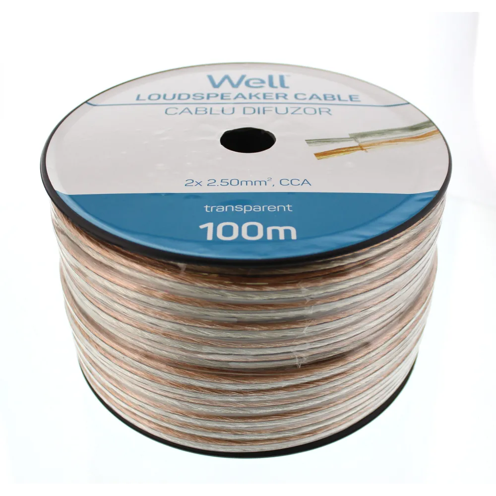 Cablu difuzor transparent 2X2.50mmp, 100m, Well
