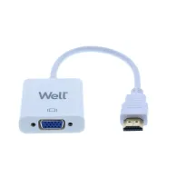 Adaptor HDMI tata la VGA mama, 0.2m, alb, Well