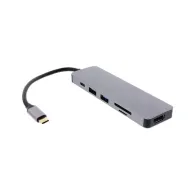 Adaptor USB-C - HDMI 4K, 2x USB3.0, cititor card, USB-C PD 60W, Well