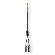 Adaptor audio pentru casti 3.5 mm tata - 2x 3.5 mm mama Nedis, gri metal