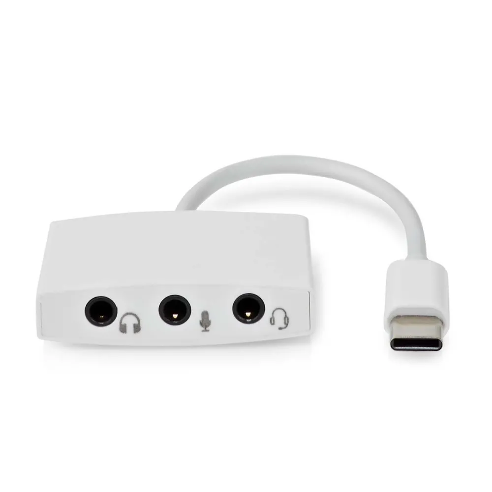 Adaptor USB-C tata - 3x audio 3.5mm mama, 0.1m, alb, box, Nedis