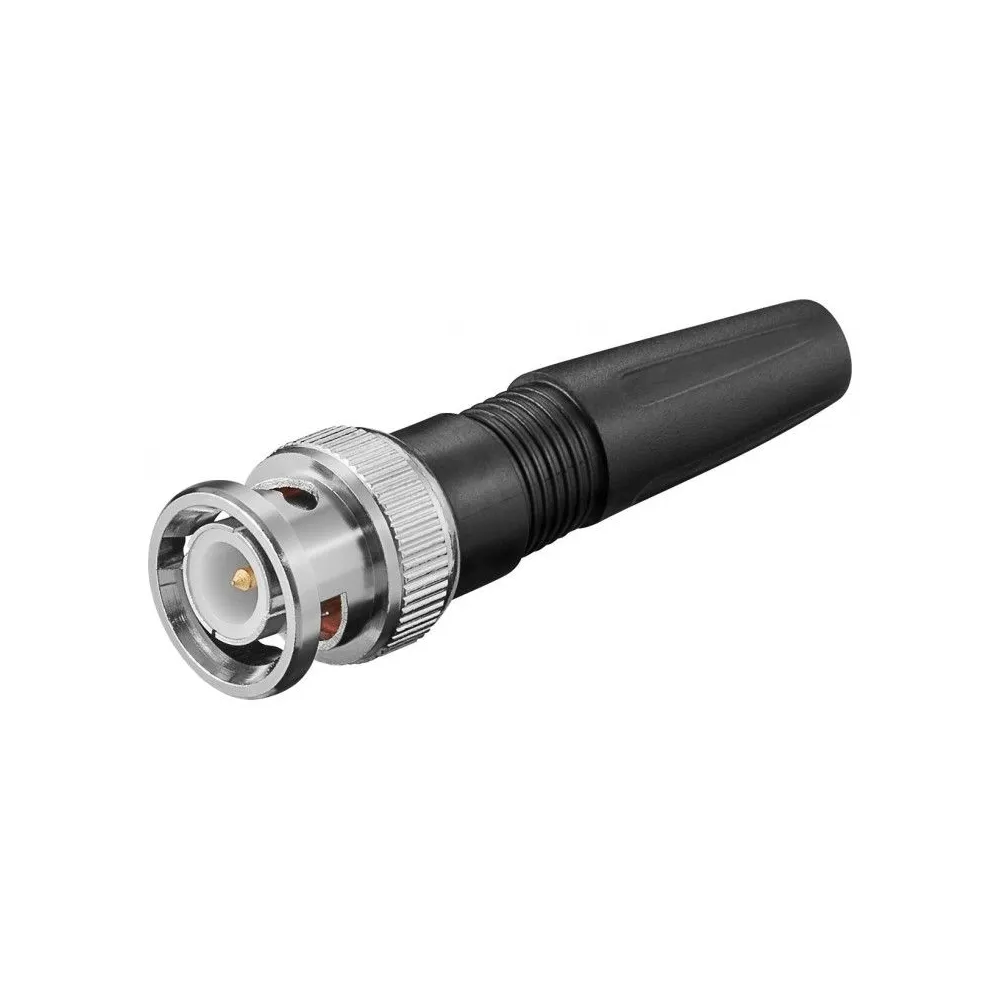 BNC tata cu protector cablu capac de plastic, fixare rapida, pin aurit