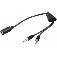 Cablu audio jack stereo 3.5mm  4 contacte mama -  2xjack stereo 3.5mm tata Goobay