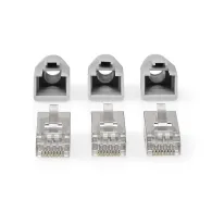 Set conector de retea FTP Cat 6 RJ45 tata, pass through, gri, 10 bucati, Nedis